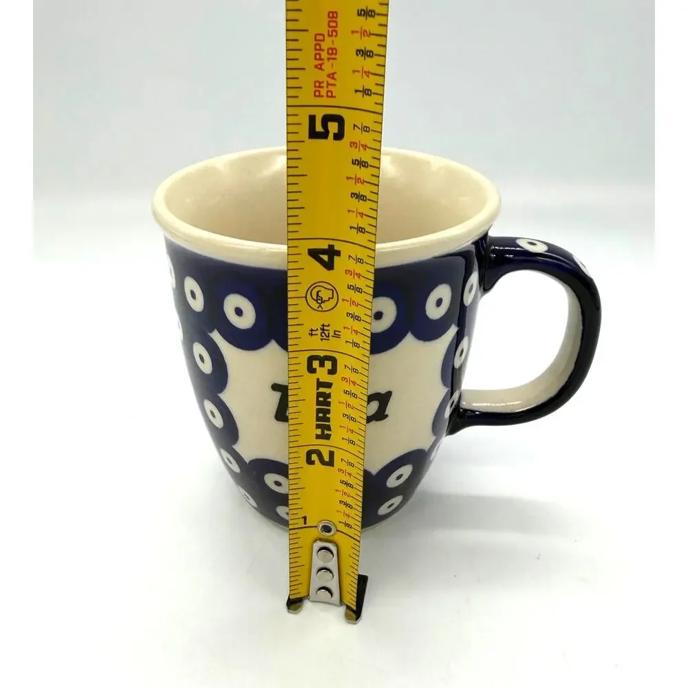 Polish Pottery Blue Dotted Mug with 